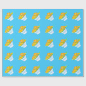 オレンジ色の果実水色の果実 ラッピングペーパー (フラット)