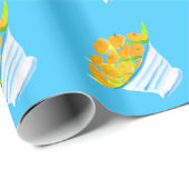 オレンジ色の果実水色の果実 ラッピングペーパー (ロールコーナー)