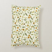 オレンジ色の果実葉とクリームのパターン。 アクセントクッション (裏面(縦))