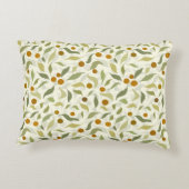 オレンジ色の果実葉とクリームのパターン。 アクセントクッション (裏面)