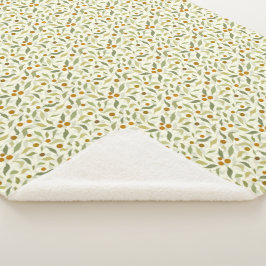 オレンジ色の果実葉とクリームのパターン。 シェルパブランケット