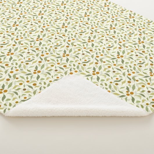 オレンジ色の果実葉とクリームのパターン。 シェルパブランケット (3/4)