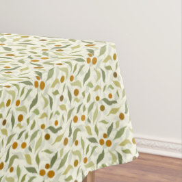 オレンジ色の果実葉とクリームのパターン。 テーブルクロス