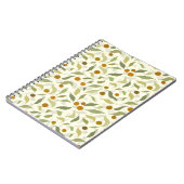 オレンジ色の果実葉とクリームのパターン。 ノートブック (左側)