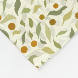 オレンジ色の果実葉とクリームのパターン。 フリースブランケット