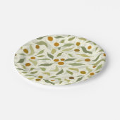 オレンジ色の果実葉とクリームのパターン。 ペーパープレート (アングル)