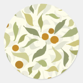 オレンジ色の果実葉とクリームのパターン。 ラウンドシール
