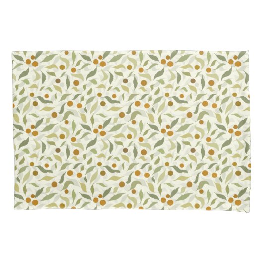 オレンジ色の果実葉とクリームのパターン。 枕カバー (正面)