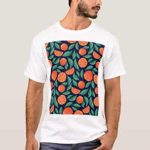 オレンジ色の果実:カラフルヴィンテージシームレス Tシャツ