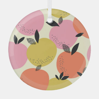 オレンジ色の果実、シームレスな夏のパターン。 ガラスオーナメント