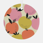 オレンジ色の果実、シームレスな夏のパターン。 ガラスオーナメント (裏面)
