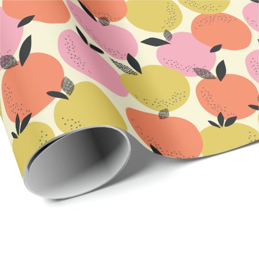 オレンジ色の果実、シームレスな夏のパターン。 ラッピングペーパー (ロールコーナー)