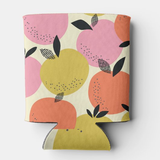 オレンジ色の果実、シームレスな夏のパターン。 缶クーラー (裏面)