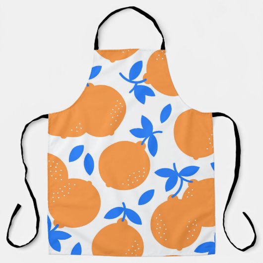 オレンジ色の果実：絶妙な青の曲がったパターン。 エプロン (正面)