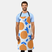 オレンジ色の果実：絶妙な青の曲がったパターン。 エプロン (着用した状態)