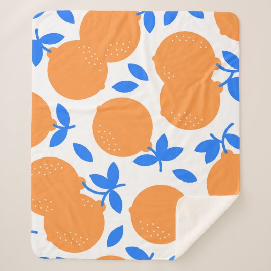 オレンジ色の果実：絶妙な青の曲がったパターン。 シェルパブランケット (正面)