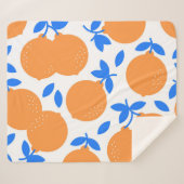 オレンジ色の果実：絶妙な青の曲がったパターン。 シェルパブランケット (正面(横))