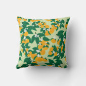 オレンジ色の果実：緑のヴィンテージパターン。 クッション (裏面)