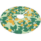 オレンジ色の果実:緑のヴィンテージパターン。 ブラッシュドポリエステルツリースカート (アングル)