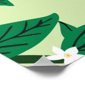 オレンジ色の果実：緑のヴィンテージパターン。 ポスター (角)