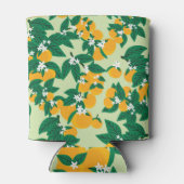 オレンジ色の果実：緑のヴィンテージパターン。 缶クーラー (裏面)