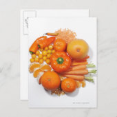 オレンジ色の果物と野菜の選択。 ポストカード (正面/裏面)
