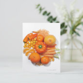 オレンジ色の果物と野菜の選択。 ポストカード (スタンド正面)