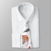 オレンジ色の枝付き花水彩パターン ネクタイ (タイ)