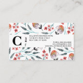 オレンジ色の枝付き花水彩パターン 名刺 (裏面)