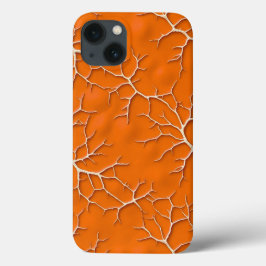 オレンジ色の枝模様が映えるiPhoneケース iPhone 13ケース
