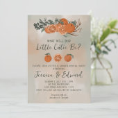 オレンジ色の柑橘グリーン小さな天使 性別発表 招待状 (スタンド正面)