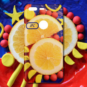 オレンジ色の柑橘系抽象芸術黄色、赤、青の写真 UNCOMMON GOOGLE PIXELケース
