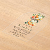 オレンジ色の柑橘類のウェディング インビテーション アクリル招待状 (レイダウン)