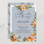 オレンジ色の柑橘類のベイビーシャワー Little Cutie がやってくる 招待状 (正面/裏面)