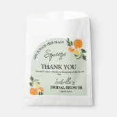 オレンジ色の柑橘類の花を見つけた彼女の主な感謝の気持ち ウェディングシャワーのお礼 フェイバーバッグ (正面)
