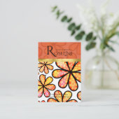 オレンジ色の柔らかい花のジュエリーディスプレイ 名刺 (スタンド正面)