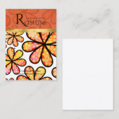 オレンジ色の柔らかい花のジュエリーディスプレイ 名刺 (正面/裏面)