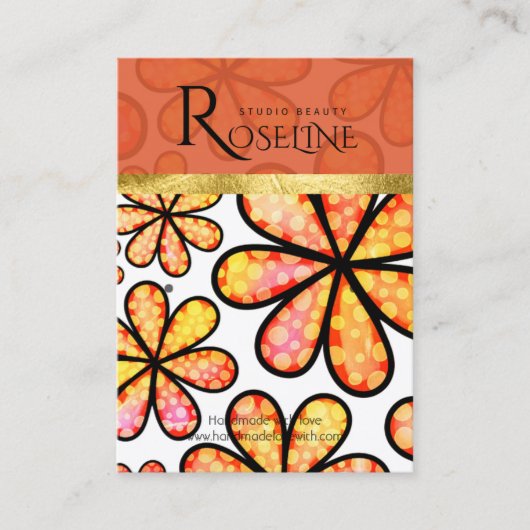 オレンジ色の柔らかい花のジュエリーディスプレイ 名刺 (正面)