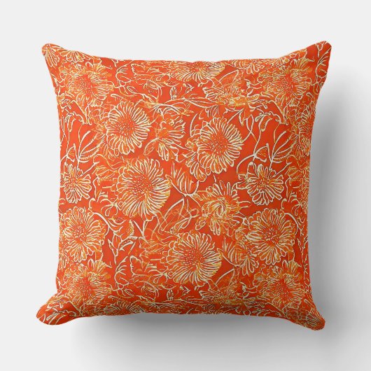 オレンジ色の柔らかい花 クッション (正面)