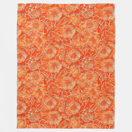 オレンジ色の柔らかい花 フリースブランケット