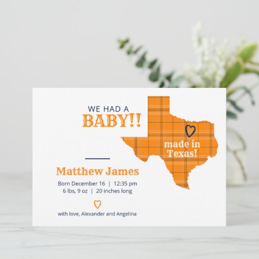 オレンジ色の格子柄がテキサス州横形写真 案内状 (スタンド正面)