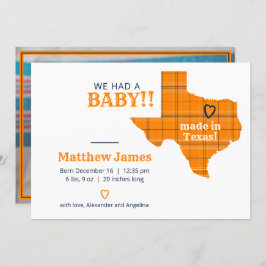 オレンジ色の格子柄がテキサス州横形写真 案内状