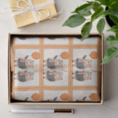 オレンジ色の格子柄のスカーフ付きグレープレイドセーターベア 薄葉紙 (ギフト)