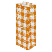 オレンジ色の格子柄のフクロウ – Happy Thanksgiving ワインギフトバッグ (裏面アングル)