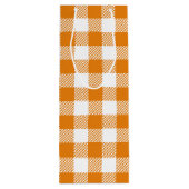 オレンジ色の格子柄のフクロウ – Happy Thanksgiving ワインギフトバッグ (裏面)