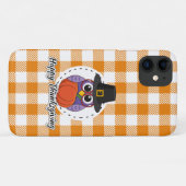 オレンジ色の格子柄のフクロウ – Happy Thanksgiving Case-Mate iPhoneケース (裏面(横))