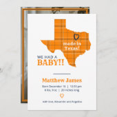 オレンジ色の格子模様がテキサス州縦写真 案内状 (正面/裏面)