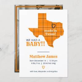 オレンジ色の格子模様がテキサス州縦写真 案内状