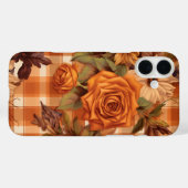 オレンジ色の格子模様と秋花 Case-Mate iPhoneケース (裏面 (横))