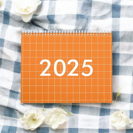 オレンジ色の格子模様市松模様に カレンダー